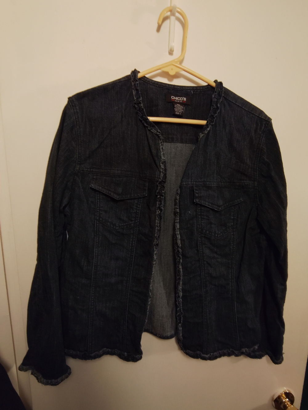 Chico's Dark Wash Denim Jacket Size 1